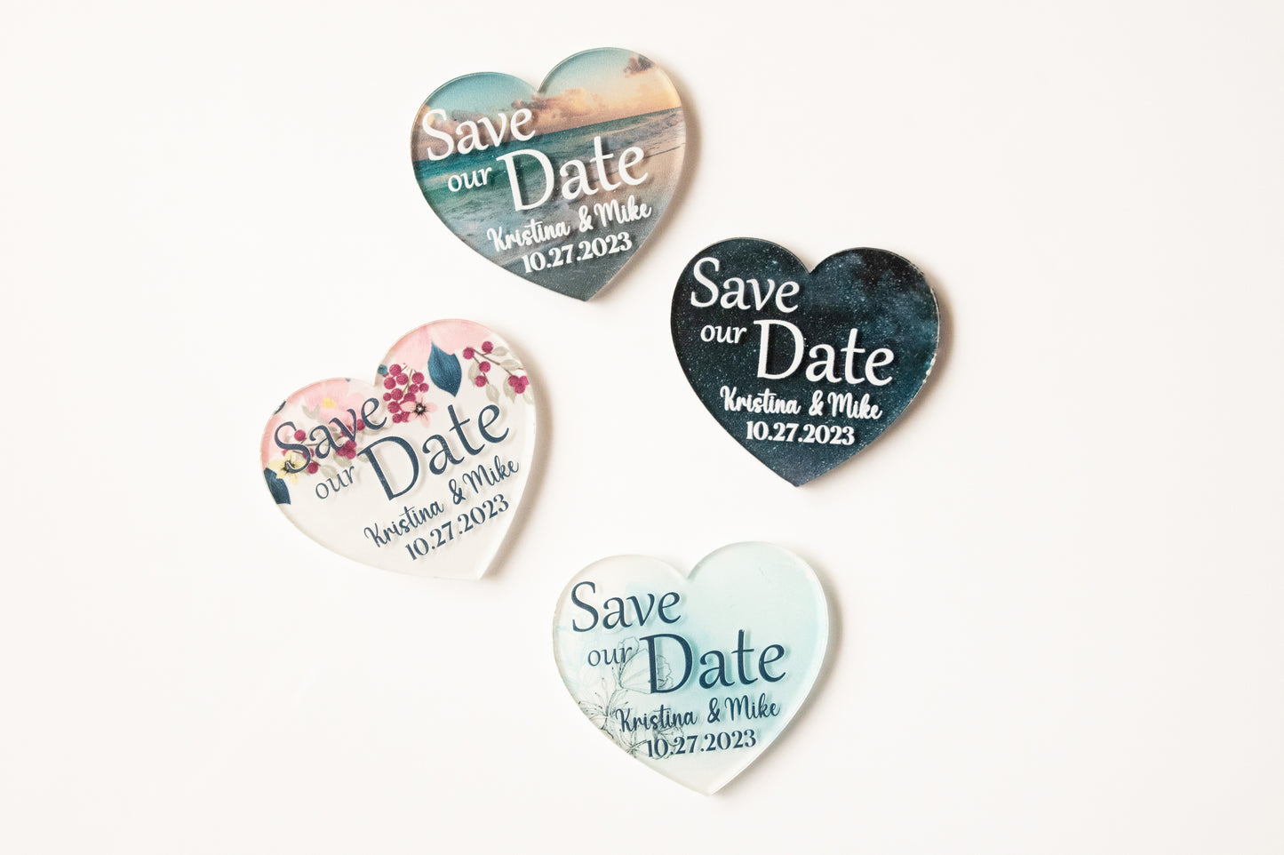 Personalized Heart-Shaped Acrylic Save the Date Magnets - Add a Unique Touch to Your Wedding