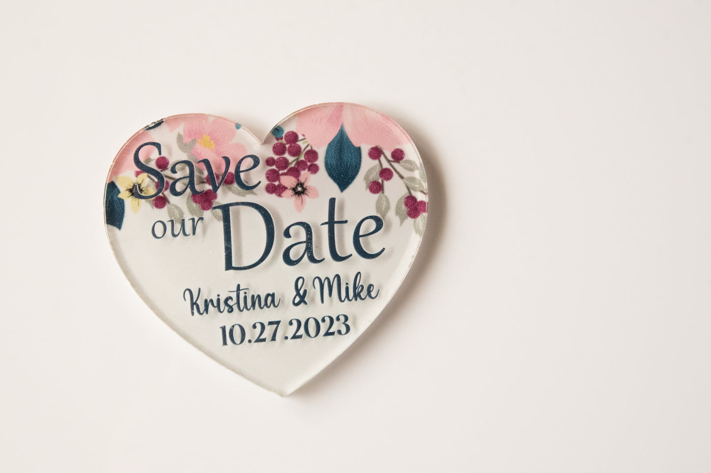 Personalized Heart-Shaped Acrylic Save the Date Magnets - Add a Unique Touch to Your Wedding