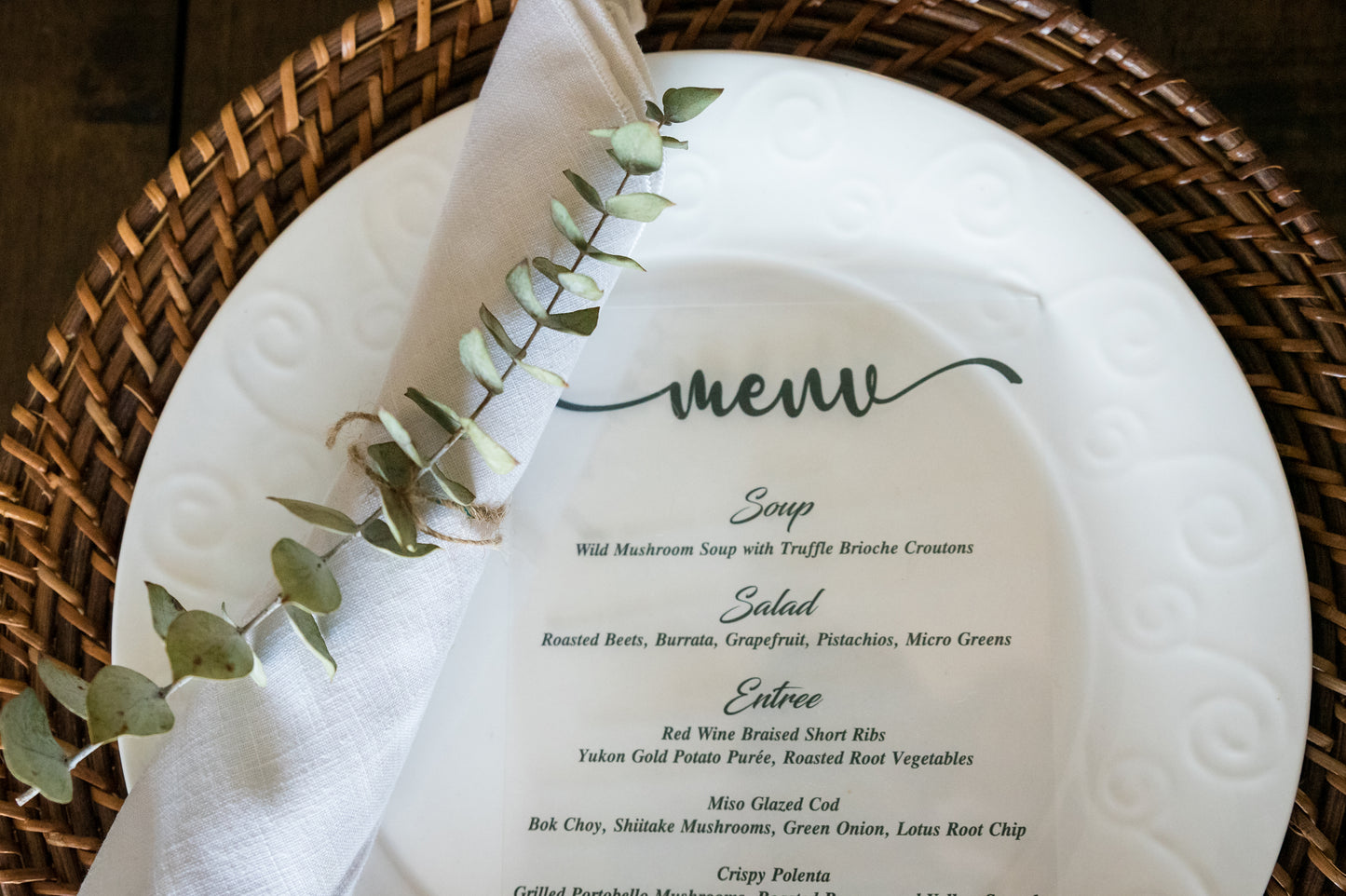 Modern Acrylic Menu Cards for Your Special Occasion