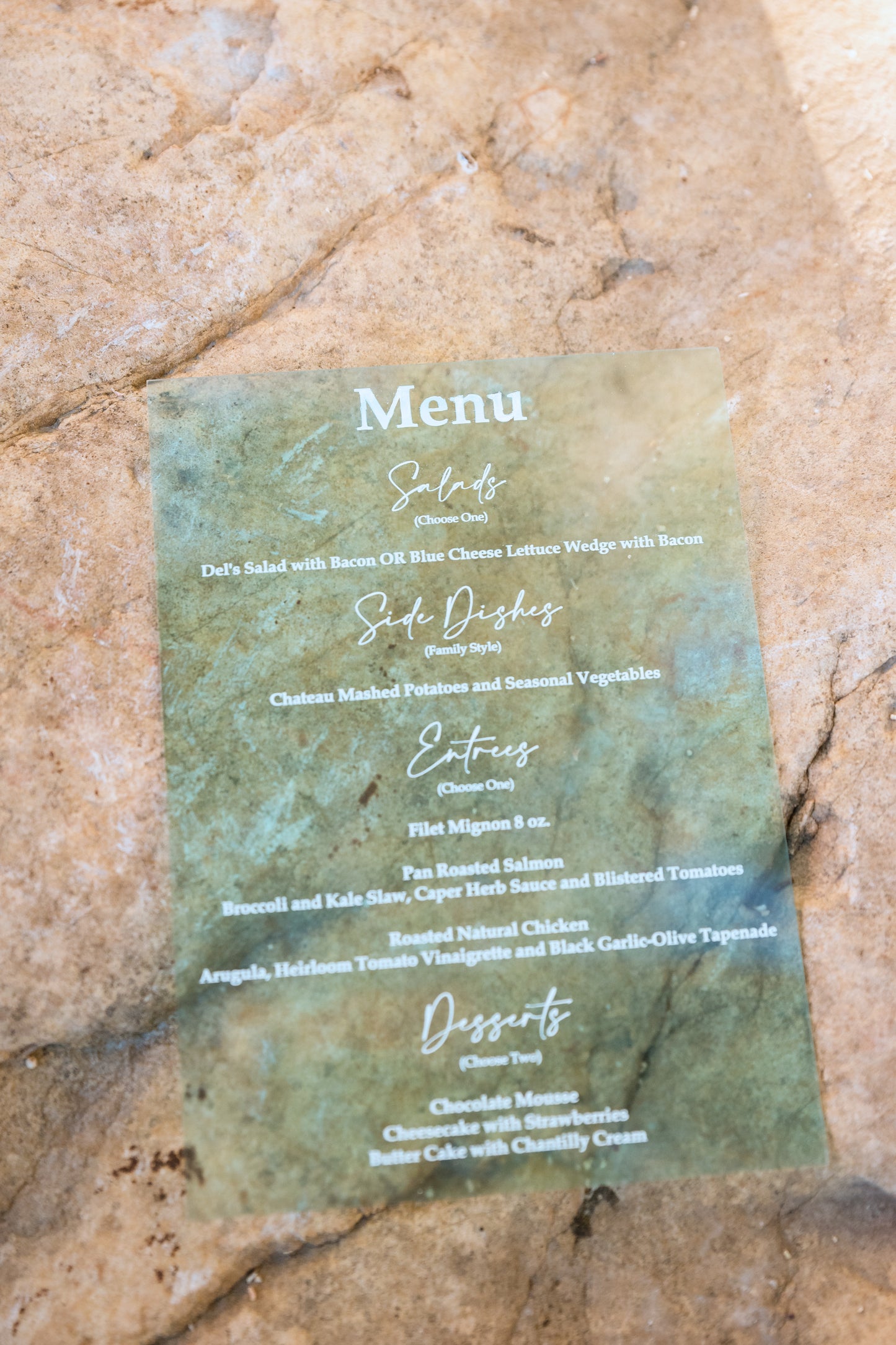Personalized UV Printed Acrylic Menus for Events and Special Occasions