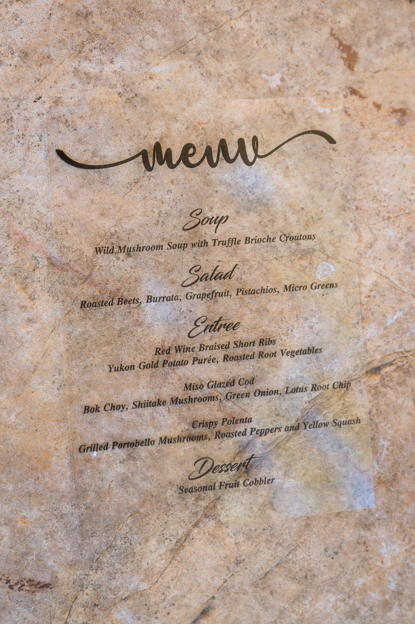 Customizable UV Printed Acrylic Wedding Menus - Personalize Your Special Day