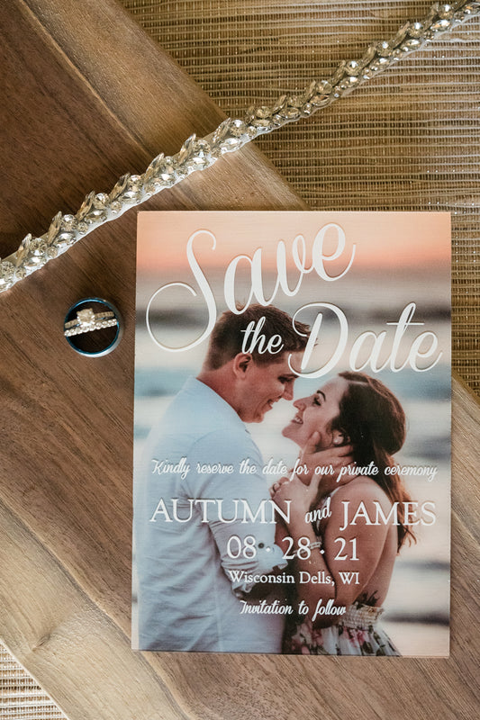 Personalized Acrylic Save the Date - Showcase Your Engagement Photos