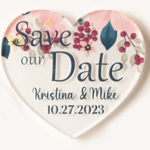 Personalized Heart-Shaped Acrylic Save the Date Magnets - Add a Unique Touch to Your Wedding