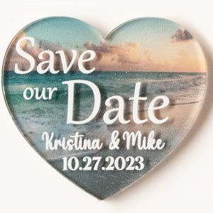 Personalized Heart-Shaped Acrylic Save the Date Magnets - Add a Unique Touch to Your Wedding